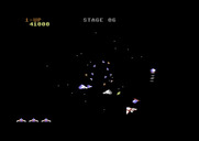 Gyruss for Commodore 64 - These satellites have a force field between them...be careful!