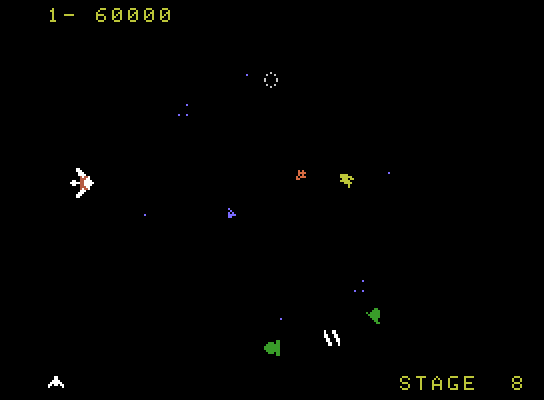 Gyruss ColecoVision Screenshot: Blasting opponents...