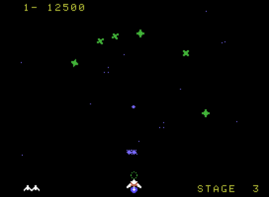 Gyruss ColecoVision Screenshot: Chance stage...try to earn bonus points!