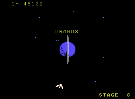 Gyruss ColecoVision Screenshot: Arrived at Uranus...
