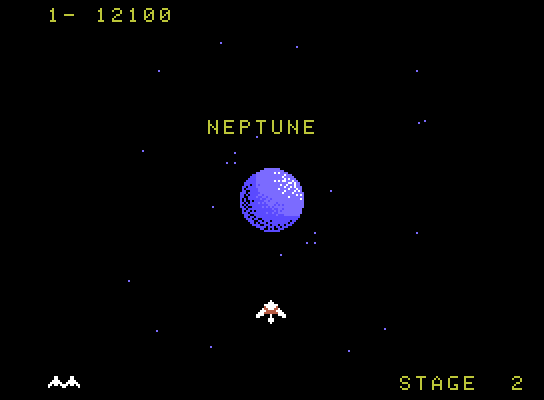 Gyruss ColecoVision Screenshot: Arrived at Neptune...