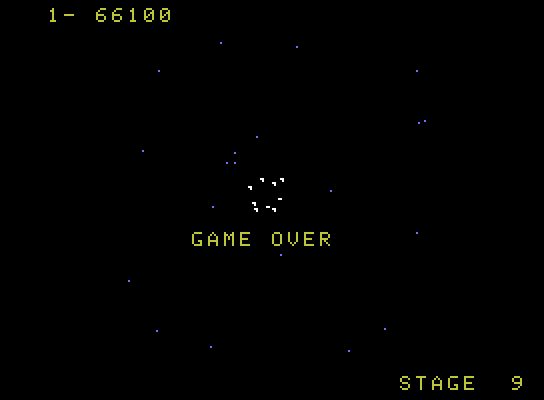 Gyruss ColecoVision Screenshot: Game over.