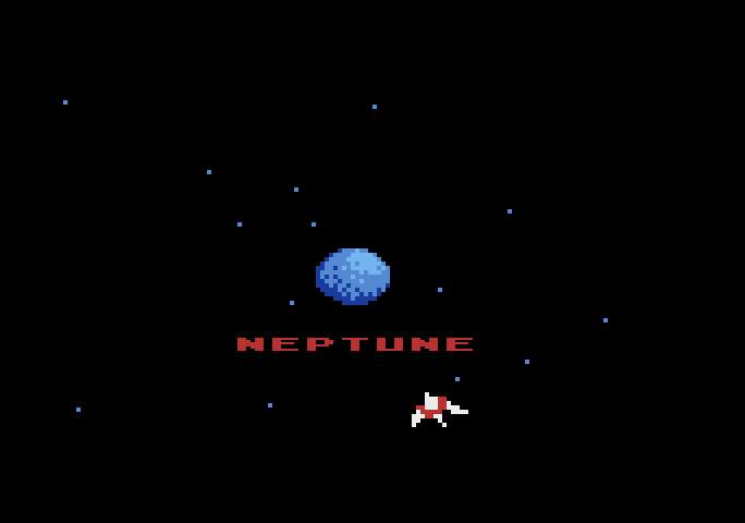 Gyruss Atari 5200 Screenshot: Arrived at Neptune...