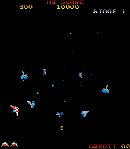 Gyruss Arcade Screenshot: Game start.