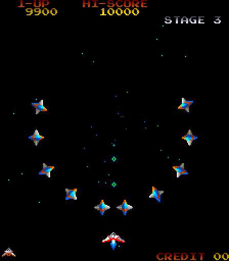 Gyruss Arcade Screenshot: The first chance stage...