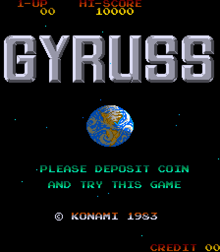 Gyruss Arcade Screenshot: Title screen.