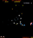 Gyruss for Arcade - On each stage planes start out flying in a formation.