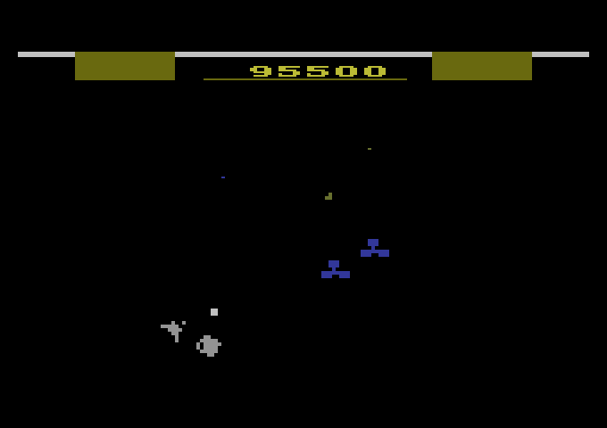 Gyruss Atari 2600 Screenshot: Careful, don't get hit by asteroids!