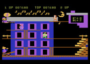 Popeye for Atari 8-bit - Start of level two.