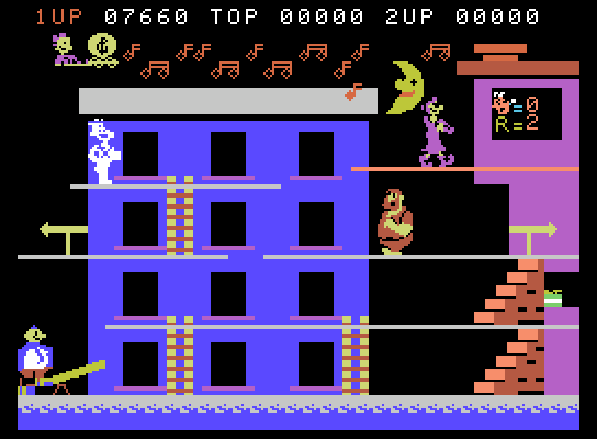 Popeye ColecoVision Screenshot: Level two start.