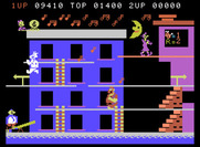 Popeye for ColecoVision - Use the springboard to leap to the top platform again...
