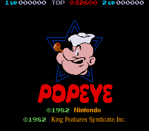 Popeye Arcade Screenshot: Title screen.