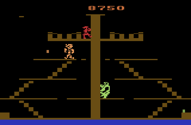 Popeye Atari 2600 Screenshot: Don't get hit by objects thrown at you!