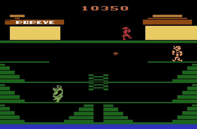 Popeye Atari 2600 Screenshot: The game repeats after the third level with increased difficulty.