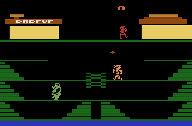 Popeye Atari 2600 Screenshot: Game start; catch the hearts!