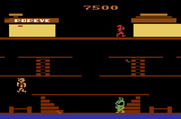 Popeye for Atari 2600 - Use the trampoline to bounce back up to higher levels.