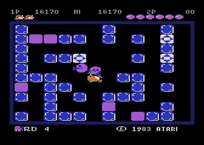 Pengo Atari 8-bit Screenshot: I've been caught!