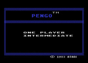 Pengo for Atari 8-bit - Title screen and game options menu.