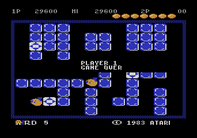 Pengo Atari 5200 Screenshot: Game over.