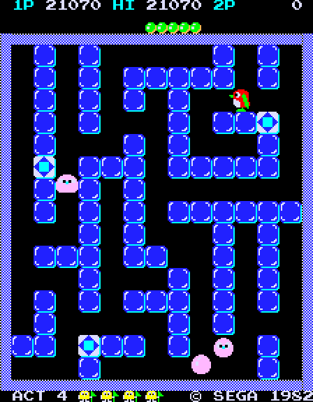 Pengo Arcade Screenshot: Start of the next level...