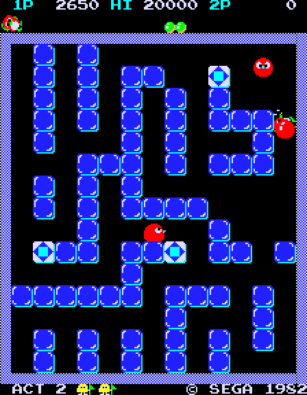 Pengo Arcade Screenshot: A sno-bee caught me!