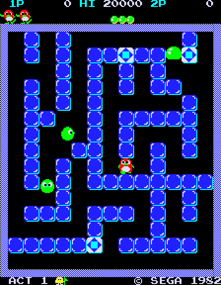 Pengo Arcade Screenshot: Game start.