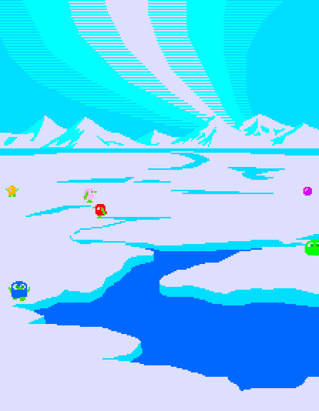 Pengo Arcade Screenshot: Game attract mode.
