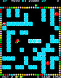 Pengo for Arcade - Even more bonus points are awarded for aligning diamond blocks in the middle of the playfield.