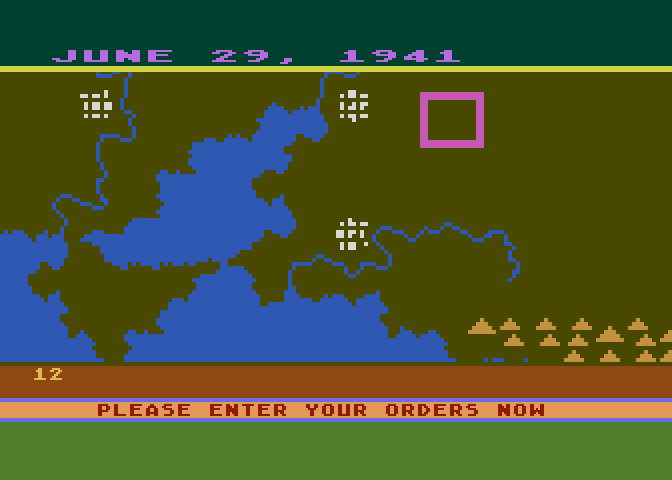 Eastern Front (1941) Atari 8-bit Screenshot: Scanning the map.