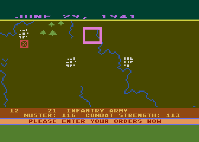 Eastern Front (1941) Atari 8-bit Screenshot: Examining a location.