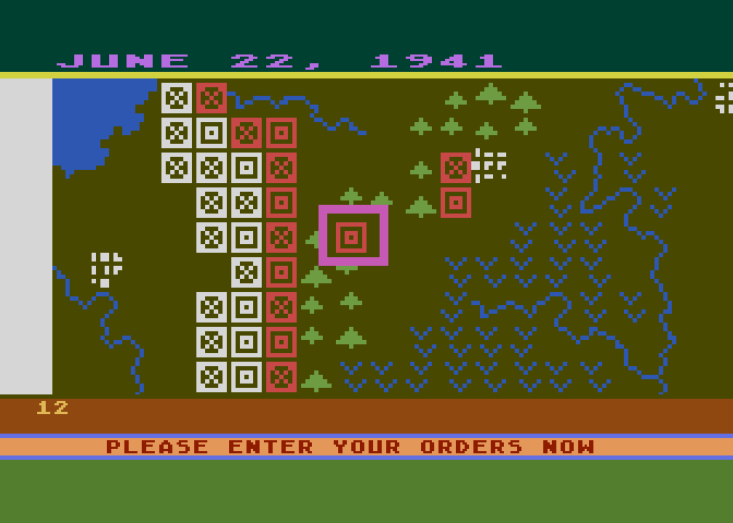 Eastern Front (1941) Atari 8-bit Screenshot: Enter your orders now...