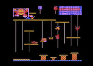 Donkey Kong Junior for Atari 8-bit - Climb ropes to get past dangers.