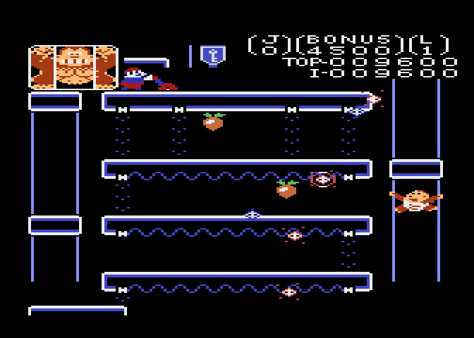 Donkey Kong Junior Atari 7800 Screenshot: Climb ropes to reach the next platform...