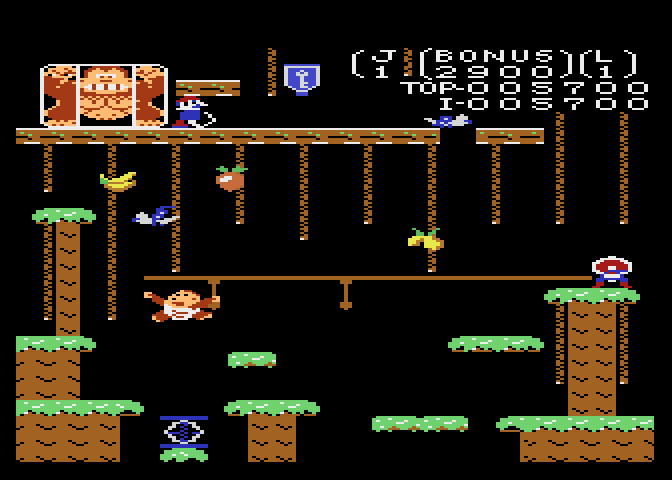 Donkey Kong Junior Atari 7800 Screenshot: Reaching for a rope...but can't quite make it!