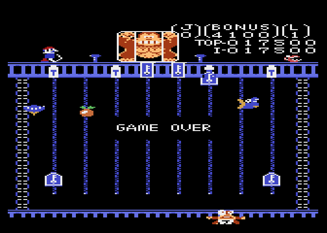 Donkey Kong Junior Atari 7800 Screenshot: Game over.