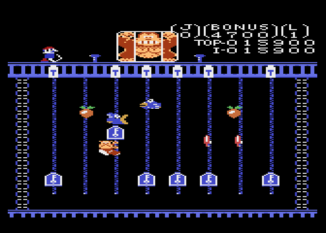 Donkey Kong Junior Atari 7800 Screenshot: Move keys to the top of the screen...