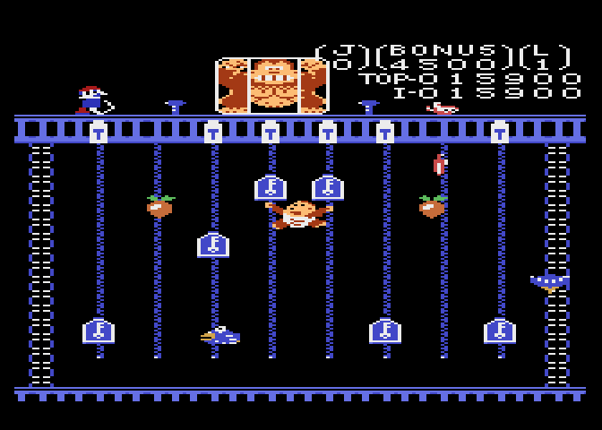 Donkey Kong Junior Atari 7800 Screenshot: Push 2 keys at once to speed things up...