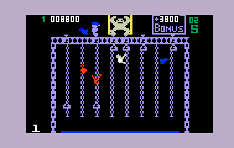 Donkey Kong Junior Intellivision Screenshot: Move the keys towards the top of the playfield...