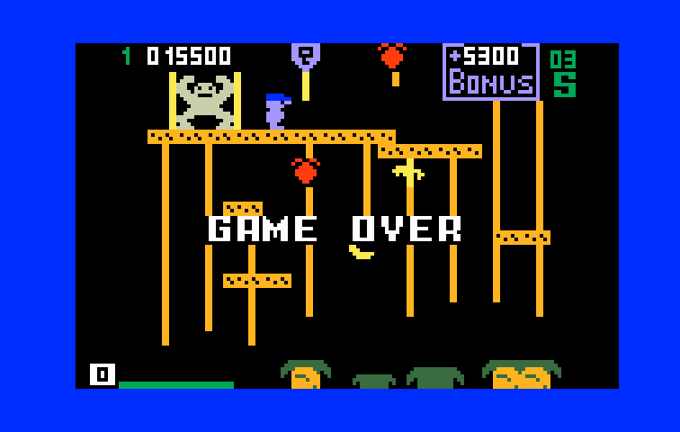 Donkey Kong Junior Intellivision Screenshot: Game over.