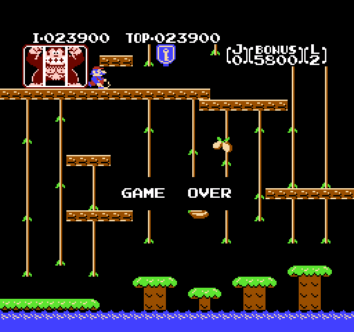 Donkey Kong Junior NES / Famicom Screenshot: Game over.