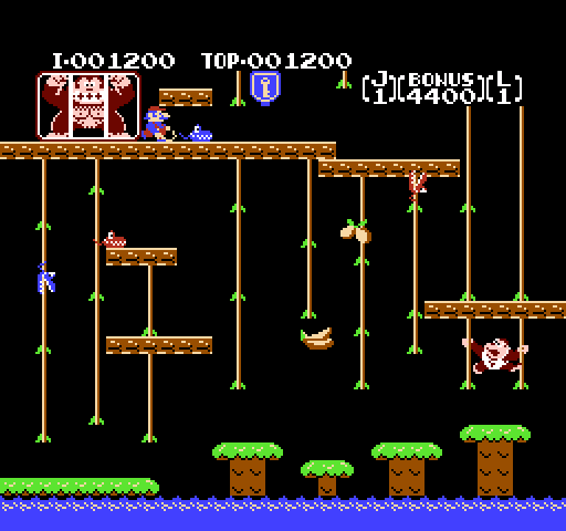 Donkey Kong Junior NES / Famicom Screenshot: Climbing up the ropes...
