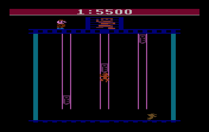 Donkey Kong Junior Atari 2600 Screenshot: Push all the keys to the top of the screen.