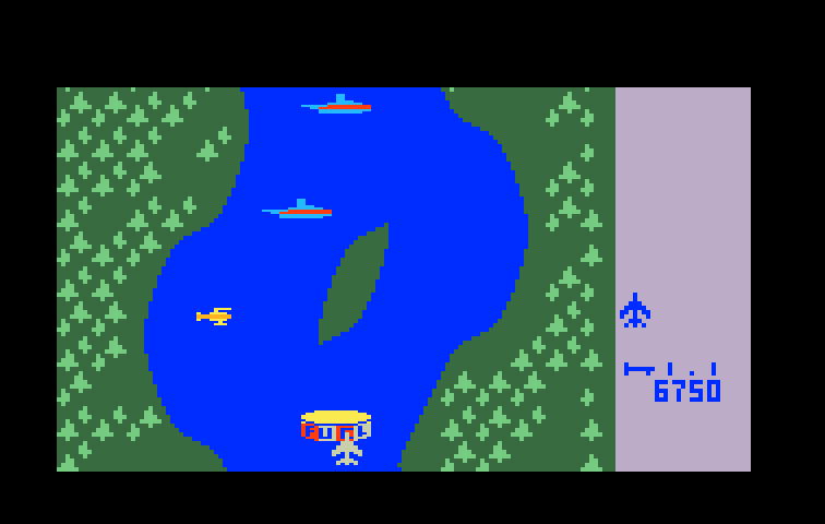 River Raid Intellivision Screenshot: Collect some fuel before you run out!