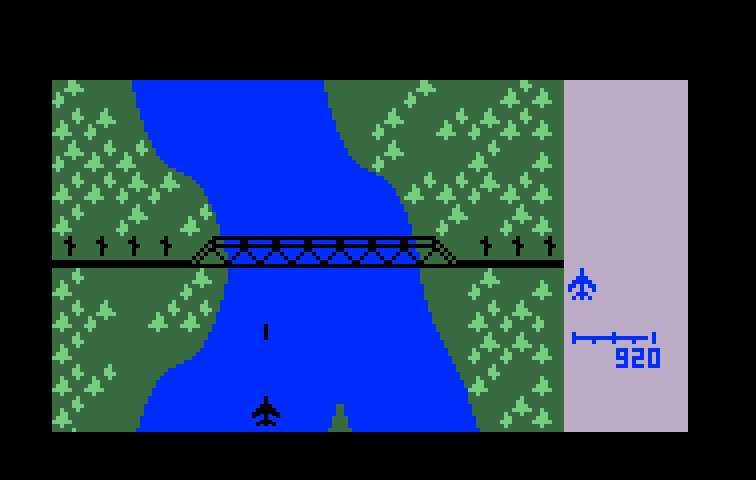 River Raid Intellivision Screenshot: Bridge blocking the next level.