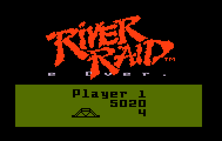 River Raid Intellivision Screenshot: Game over.