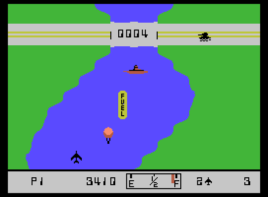 River Raid ColecoVision Screenshot: Shoot the bridge to get past...