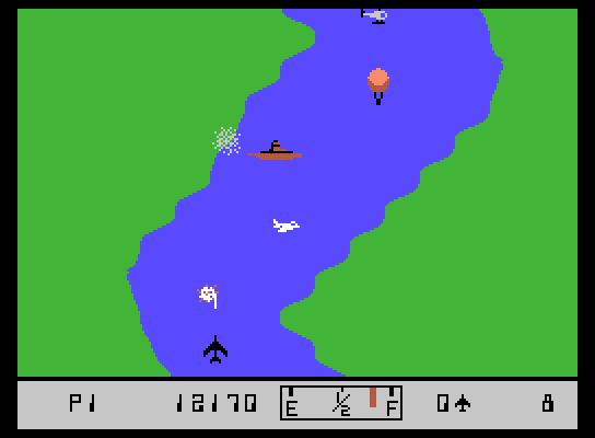River Raid ColecoVision Screenshot: Blasting enemy ships...