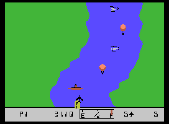 River Raid ColecoVision Screenshot: The river starts to get narrower...