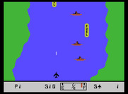 River Raid for ColecoVision - Shoot enemy ships, and fly over fuel depots to replenish your fuel supply.