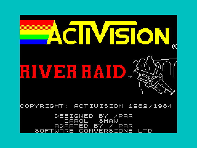 River Raid ZX Spectrum Screenshot: Loading screen.